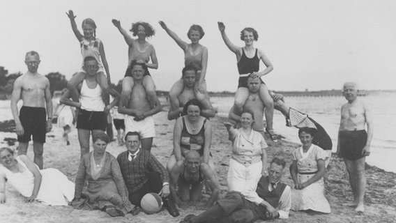 Gruppenbild mit Mitgliedern vom Verein für naturgemäße Gesundheitspflege in Schwerin Anfang des 20. Jahrhunderts am Strand Gruppenbild mit Mitgliedern vom Verein für naturgemäße Gesundheitspflege in Schwerin Anfang des 20. Jahrhunderts am Strand © Stadtarchiv Schwerin