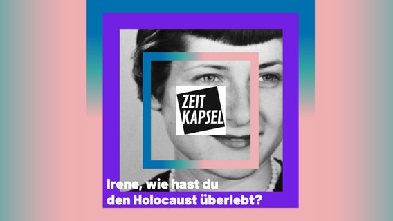 Grafik zum Podcast "Zeitkapsel: Irene, wie hast du den Holocaust überlebt?" mit einem Jugendbild der Protagonistin Irene Butter, geborene Hasenberg © ARD/ZDF-Content-Netzwerk funk 