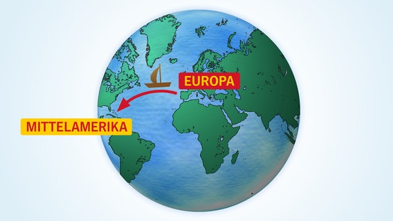 Kolumbus Weg nach Amerika ist auf einem Globus eingezeichnet © Colourbox Foto: Trin Polprasart (Erde)