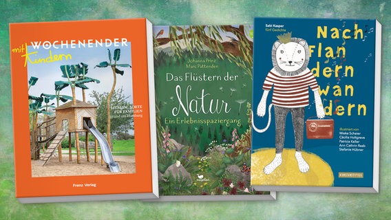 Collage der Buch-Cover: "Nach Flandern wandern", "Wochenender mit Kindern" und "Das Flüstern der Natur - ein Erlebnisspaziergang" © magellan / Frenz Verlag / Kunstanstifter 