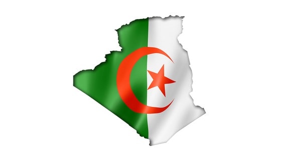 Die Flagge von Algerien in Form der Außengrenze des Landes © imago 