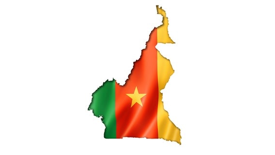 Die Flagge von Kamerun in Form der Außengrenze des Landes © imago 