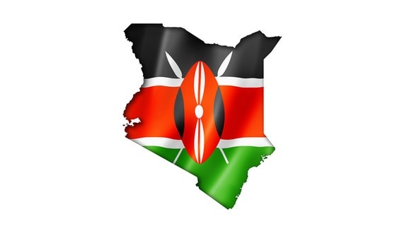 Die Flagge von Kenia in Form der Außengrenze des Landes © imago 