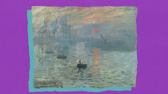 Ein Gemälde von Claude Monet vor einem lilafarbenen Hintergrund © Screenshot NDR 