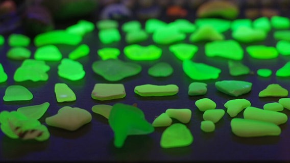 Grün-beleuchtete Steine © NDR 