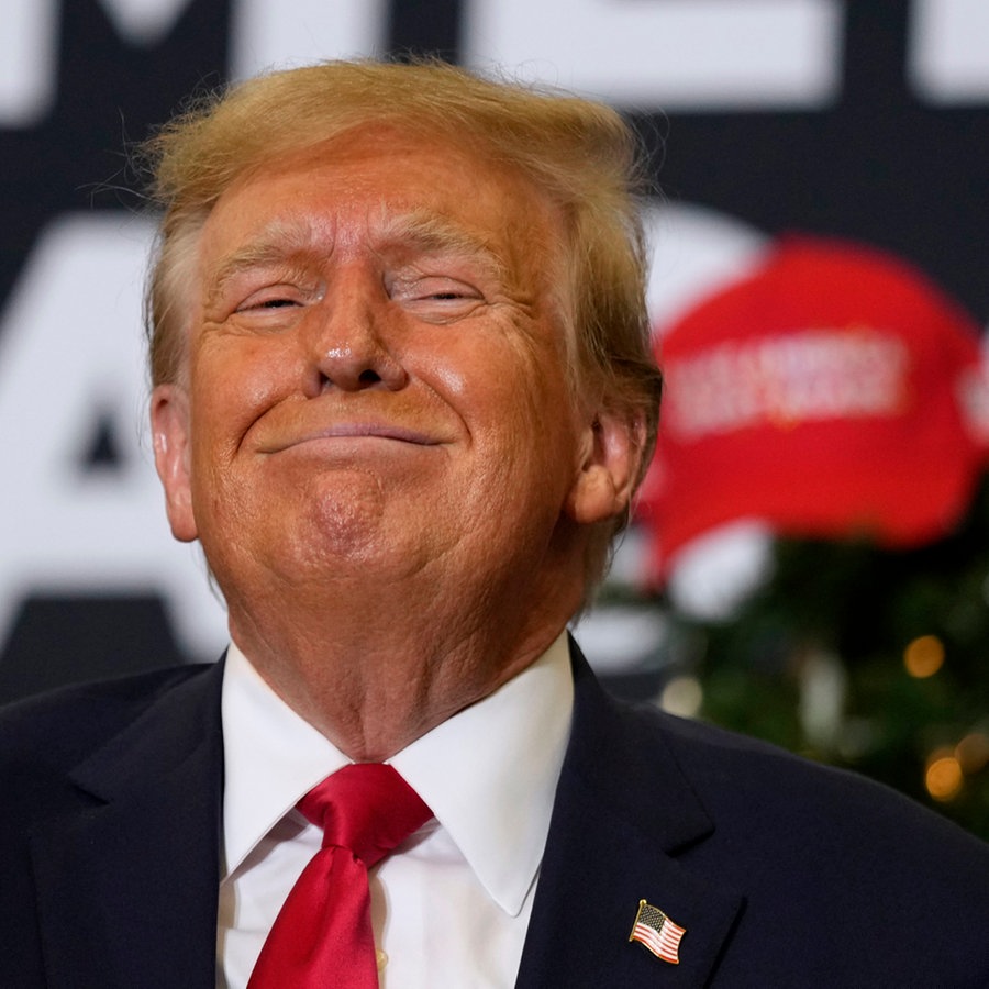 Donald Trump grinst während einer Wahlkampfveranstaltung © picture alliance/dpa/AP | Charlie Neibergall Foto: Charlie Neibergall