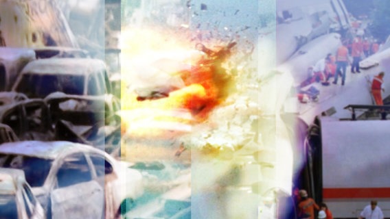 Collage aus Bildern von Katastrophen.  