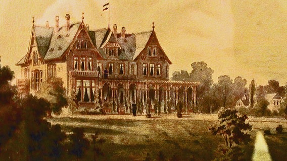 Ein Aquarell von 1884 zeigt die Villa von Berenberg-Gossler im Niendorfer Gehege in Hamburg. © NDR Foto: Daniel Sprenger