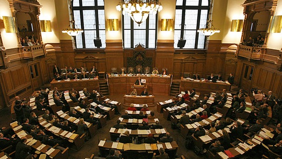 Übersicht über den Plenarsaal der Bürgerschaft in Hamburg © dpa Foto: Jens Ressing