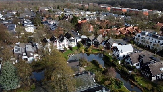 Siedlung Hamburg Bau 78 in Hamburg Poppenbüttel aus der Vogelperspektive © NDR 