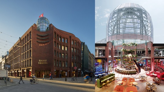 Visualisierung des neuen Food-Markts Le big TamTam in der großen Rotunde des Hanseviertels. © CBRE 