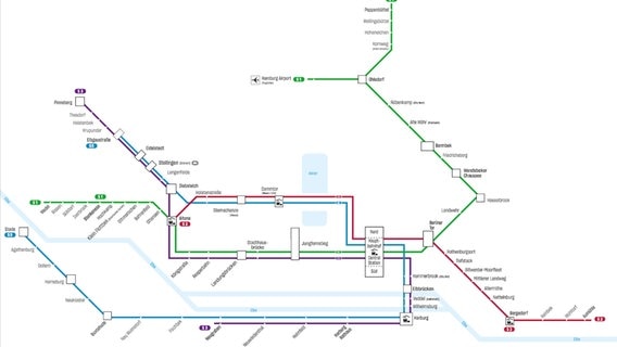 Karte des neuen S-Bahn-Netzes in Hamburg. © Behörde für Verkehr und Mobilitätswende / HVV 
