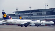Lufthansa-Maschinen stehen auf dem Hamburger Flughafen. © dpa Foto: Maja Hitij