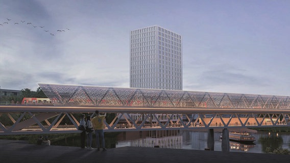 Eine Visualisierung zeigt die Pläne für die Haltestelle Moldauhafen. © moka-studio GbR 