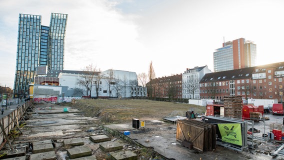 Blick auf das ehemalige Esso-Häuser-Areal und das künftige Paloma-Viertel in Hamburg-St. Pauli © picture alliance/dpa Foto: Daniel Bockwoldt