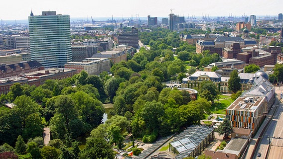 Luftaufnahme vom Park "Planten un Blomen" in Hamburg. © NDR Foto: Heiko Block