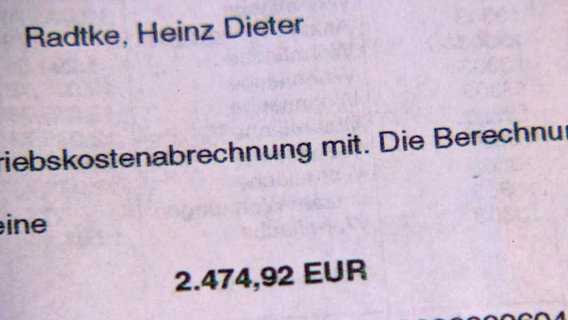 Eine Rechnung des Fernwärme-Kunden Heinz Dieter Radtke. © NDR 