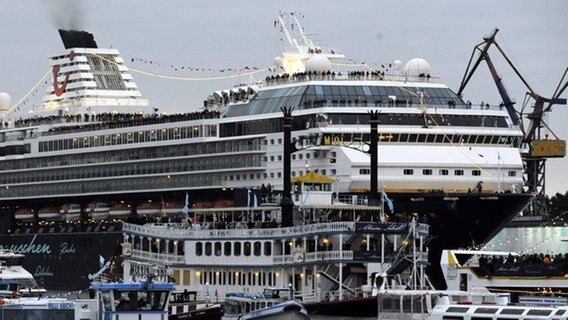 Das Kreuzfahrtschiff "Mein Schiff" fährt zu seiner Taufe im Hamburger Hafen © dpa Foto: Maurizio Gambarini