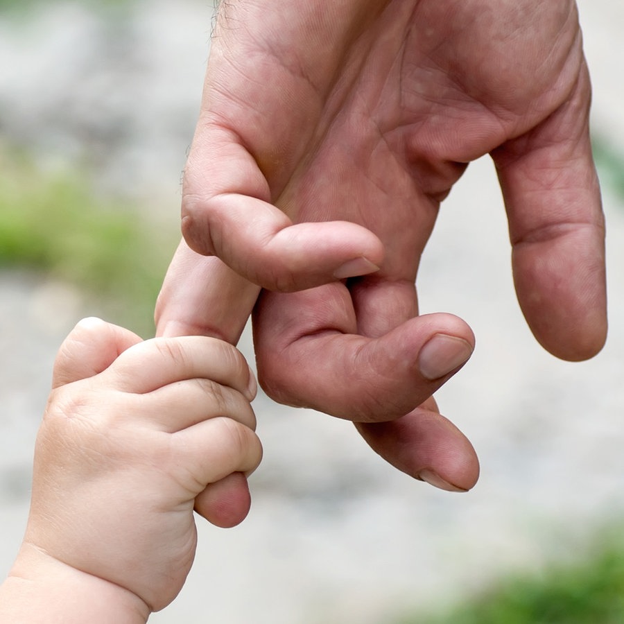 Ein Kind hält sich an der Hand des Vaters fest. © Colourbox Foto: #105402
