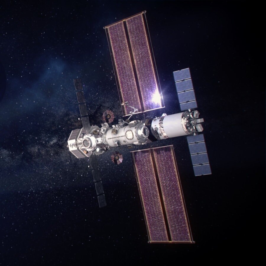 Die Illustration zeigt die Raumstation
Gateway mit Orion auf dem Weg. © picture Alliance Foto: Alberto Bertolin