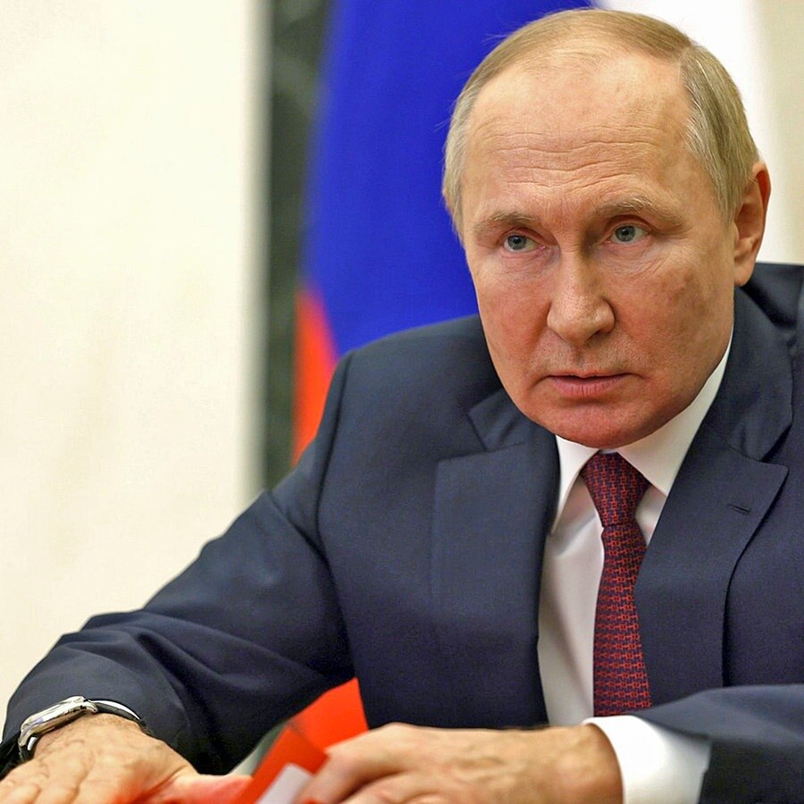 Kremlchef Wladimir Putin während einer Rede im russischen Fernsehen © Kremlin Pool via Zuma Press Wire/dpa Foto: Gavriil Grigorov