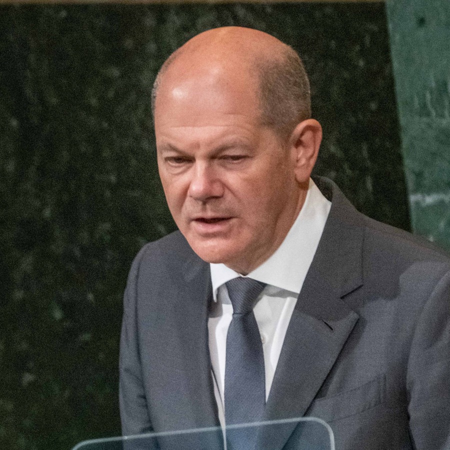 Olaf Scholz bei einer Rede. © picture alliance Foto: Michael Kappeler