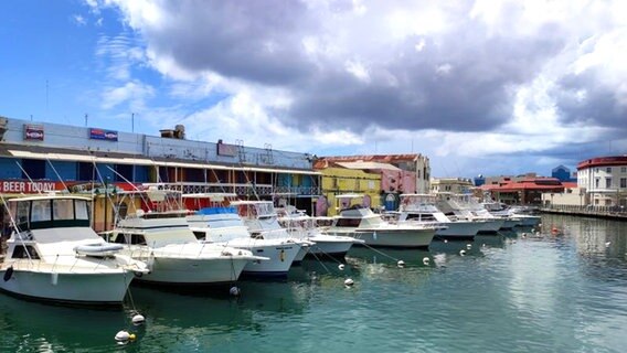 Boote liegen im Yachthafen am Careenage in Bridgetown in Barbados © NDR Foto: Isa Hoffinger