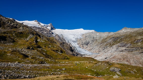 Eine Gletscher im Osttirol am sonnigen Tag, darunter ein grünes Tal © NDR Foto: Ilka Tempel