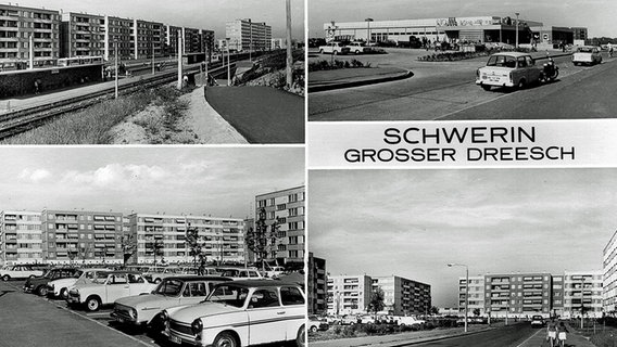 Ansichtskarte des Schweriner Plattenbauviertels Großer Dreesch aus den 1970er-Jahren. © Konrad Biallas Foto: Konrad Biallas