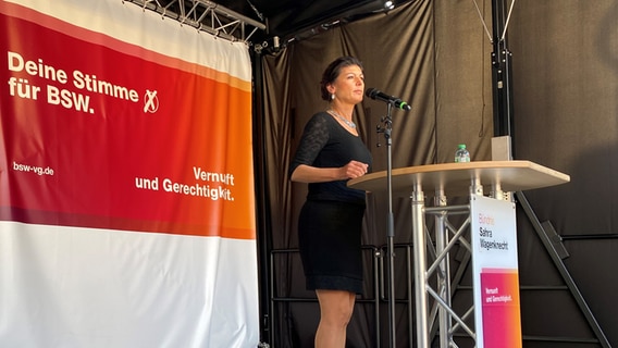 Sahra Wagenknecht am 16.05. in Schwerin. © NDR Foto: Stefan Ludmann