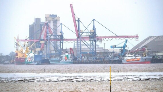 Mehrere Schiffe liegen im Hafen von Brake. © Sina Schuldt 