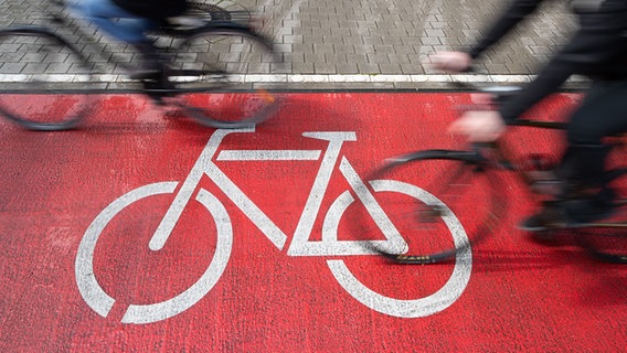 Zwei Radfahrer fahren auf einem Fahrradweg. © dpa-Bildfunk Foto: Friso Gentsch