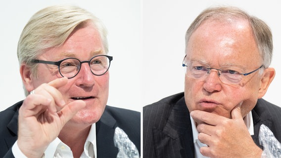 Bernd Althusmann, Landesvorsitzender der CDU, und Stephan Weil, Landesvorsitzender der SPD in einer Bildmontage. © picture alliance/dpa Foto: Julian Stratenschulte