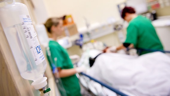 Medizinisches Personal versorgt in einem Krankenhaus einen Patienten. © dpa Foto: Sven Hoppe