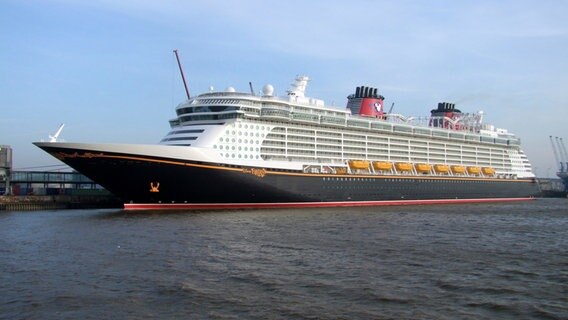 Außenansicht der Disney Fantasy auf dem Wasser © Meyer Werft 