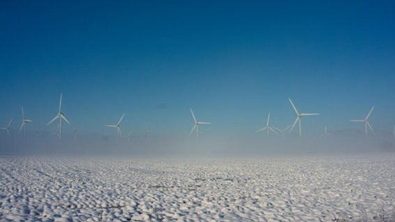 Blick auf einen Windpark im Winter. © NDR Foto: Silvia Peters