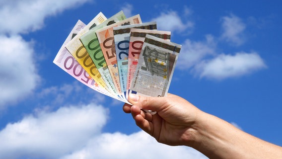 Geldscheine in der Hand vor einem blauen Himmel © picture alliance Foto: mirkomedia