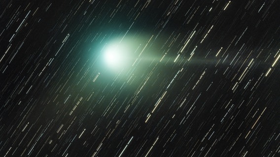 Der Sternenhimmel mit einem Kometen. © Justus Falk, Sternwarte Neumünster Foto: Justus Falk, Sternwarte Neumünster