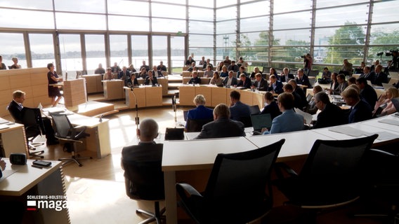 Ein Blick in den Sitzungssaal des schleswig-holsteinischen Landtages. © NDR Foto: NDR Screenshots