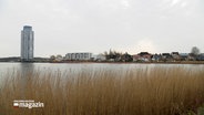 Der Wikingturm in Schleswig mit der Schlei im Vordergrund © NDR Foto: NDR Screenshot