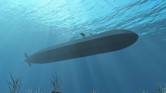 Ein Rendering des von thyssenkrupp Marine Systems entworfenen U-Boot Typs 212CD. © thyssenkrupp Marine Systems Foto: thyssenkrupp Marine Systems
