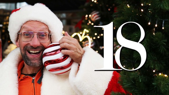 Ein als Weihnachtsmann verkleideter Schorse mit der Nummer 18 (Montage). © NDR Foto: Luisa Müller