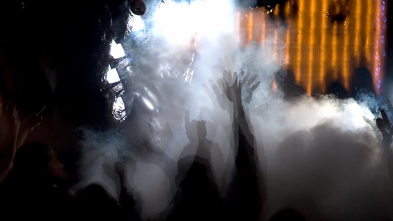 Tanzende Menschen in einem vernebelten Club. © IMAGO / Design Pics 