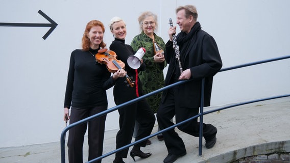 Ensemble Megaphon, v.l.n.r. Lenka Župková, Sophia Körber, Tatjana Prelevic, Vlady Bystrov © NDR Foto: André Bartetzki