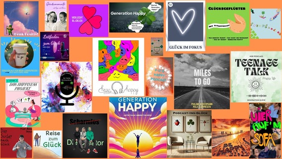 Eine Auswahl der Podcast-Cover, die beim Podclass Contest 2024/25 aus ganz Norddeutschland eingereicht wurden. Eine Auswahl der Podcast-Cover, die beim Podclass Contest 2024/25 aus ganz Norddeutschland eingereicht wurden. © NDR
