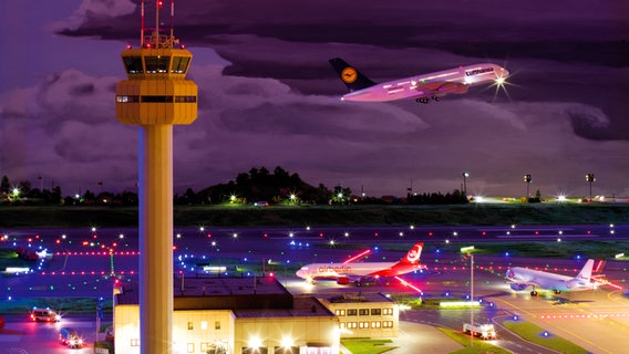 Eine Maschine der Lufthansa startet vom Airport Knuffingen © Miniatur Wunderland 