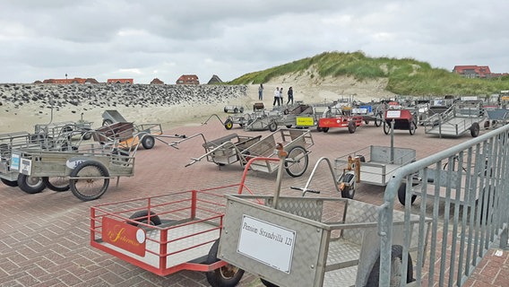 Gepäckkarren am Hafen von Baltrum. © NDR Foto: Christina Maciejewski