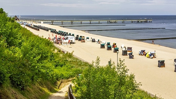 Blick auf den Strand und die Seebrücke in Koserow auf Usedom © imago images / Westend61 