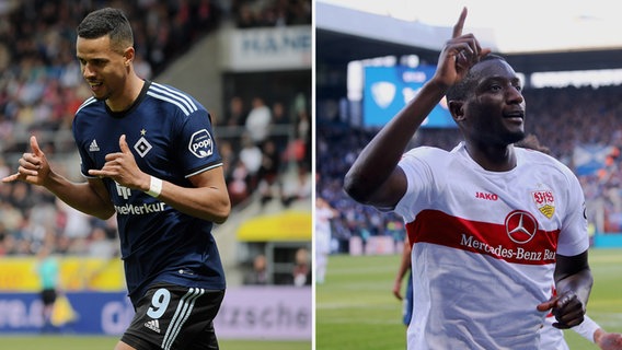 Robert Glatzel (HSV) und Serhou Guirassy (VfB Stuttgart) © IMAGO / Pressefoto Baumann 